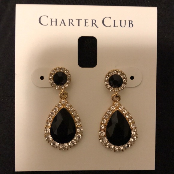 NWT Charter club gld jet pvdrper tower earrings - Picture 1 of 2